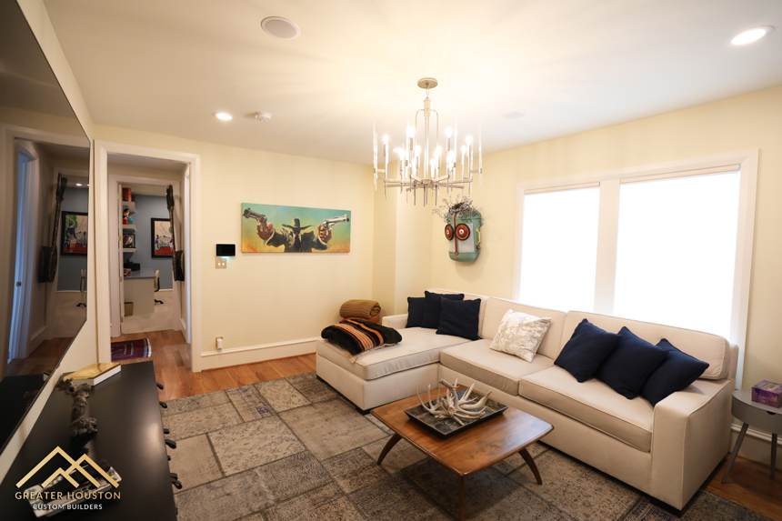Finished living space in a newly built custom home, completed by Greater Houston Custom Builders